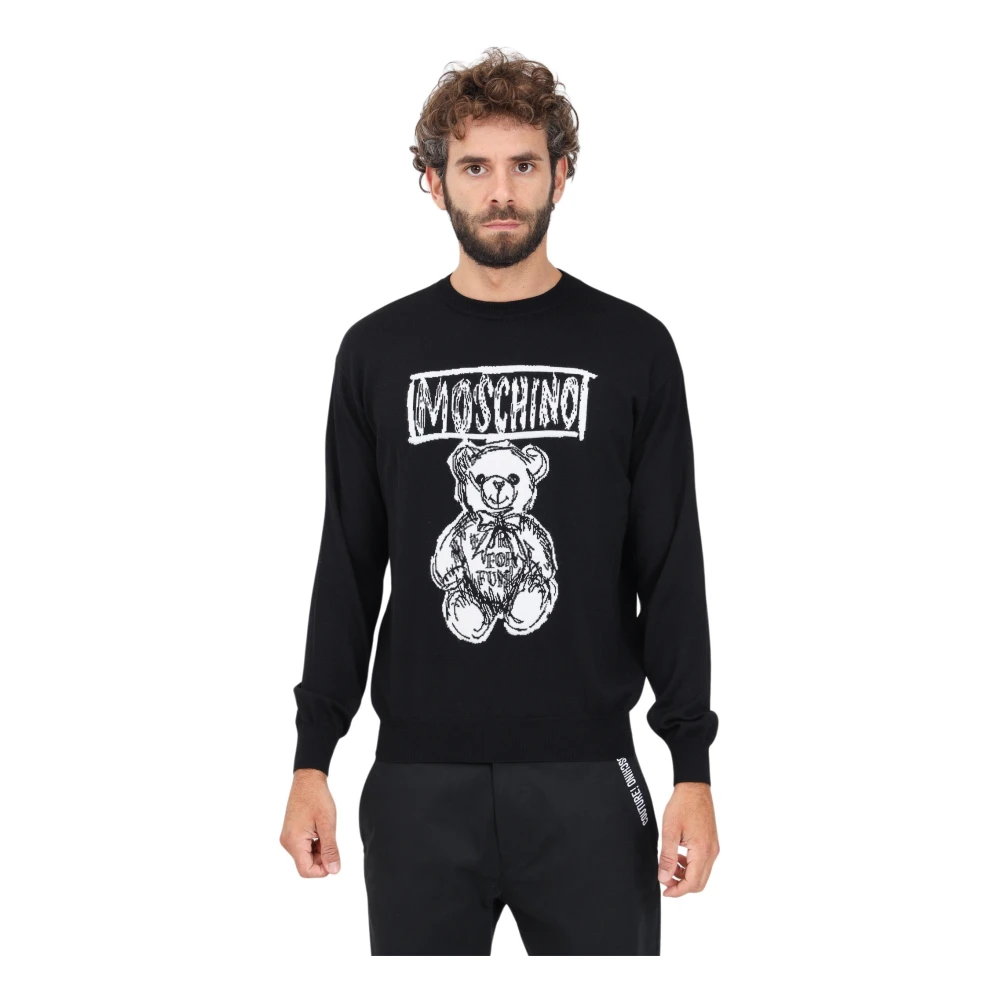 Moschino Zwarte Teddybeer Crewneck Trui Black Heren