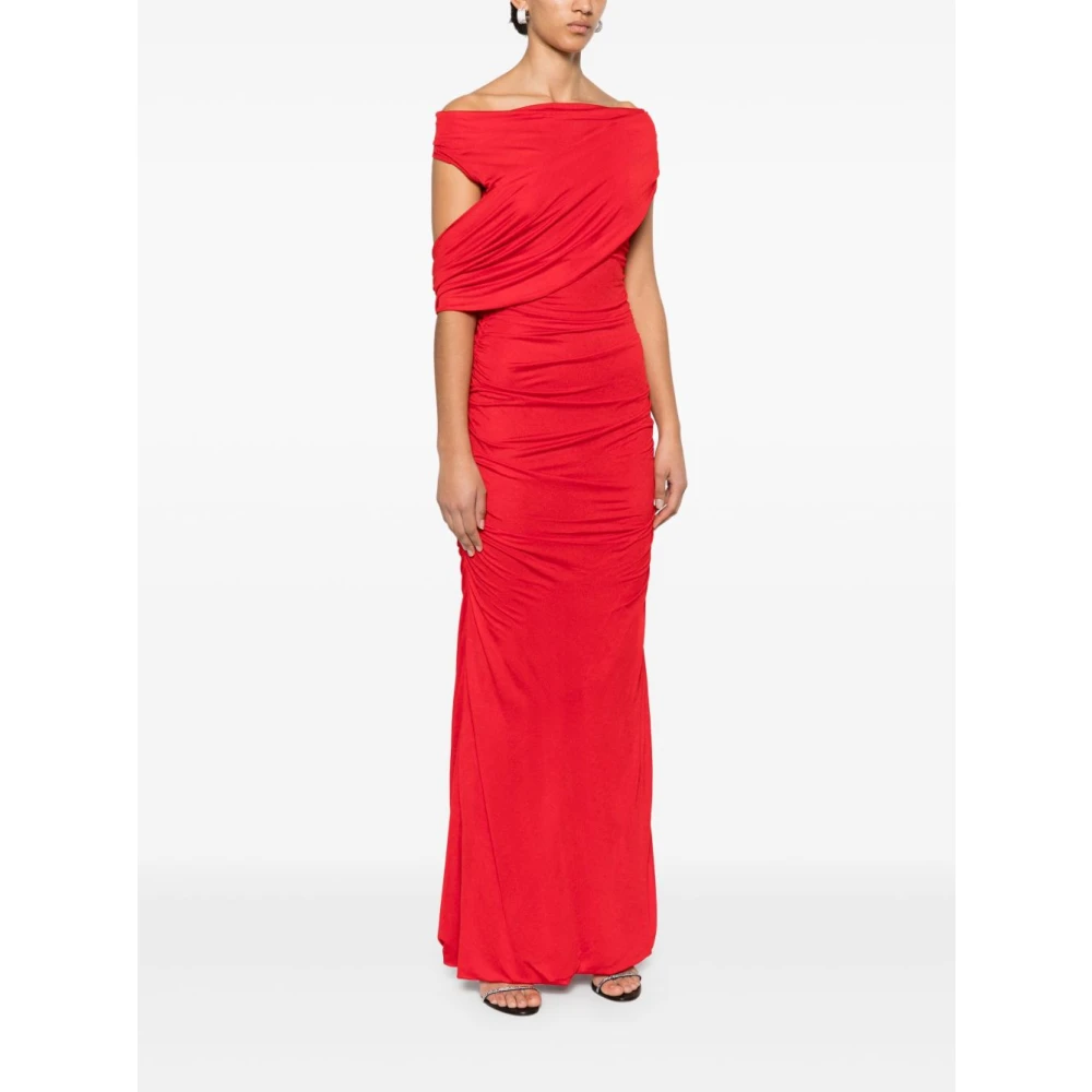 Blumarine Rode Stretch Viscose Lange Jurk Red Dames