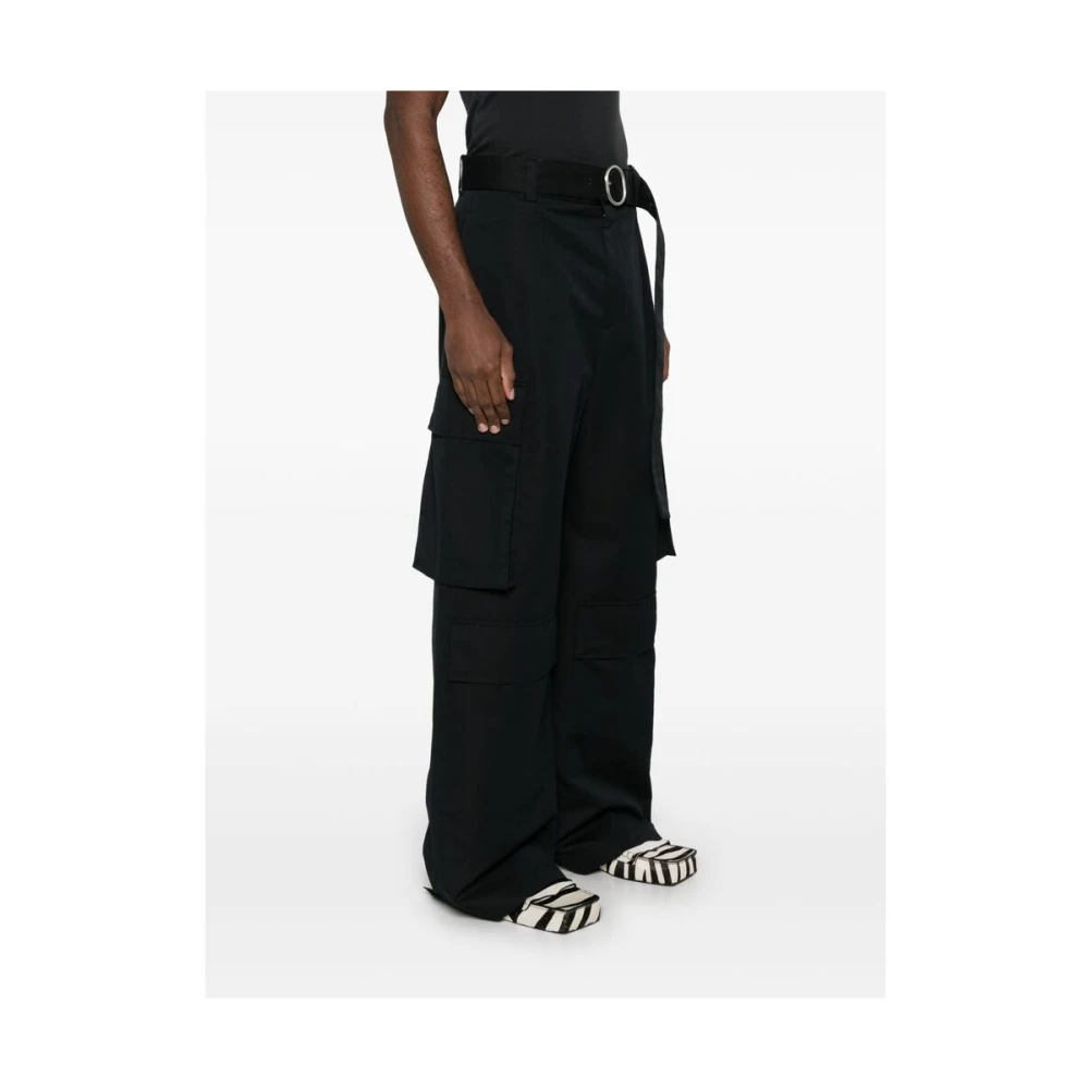 Jil Sander Zwarte Broek met Riem en Zakken Black Heren