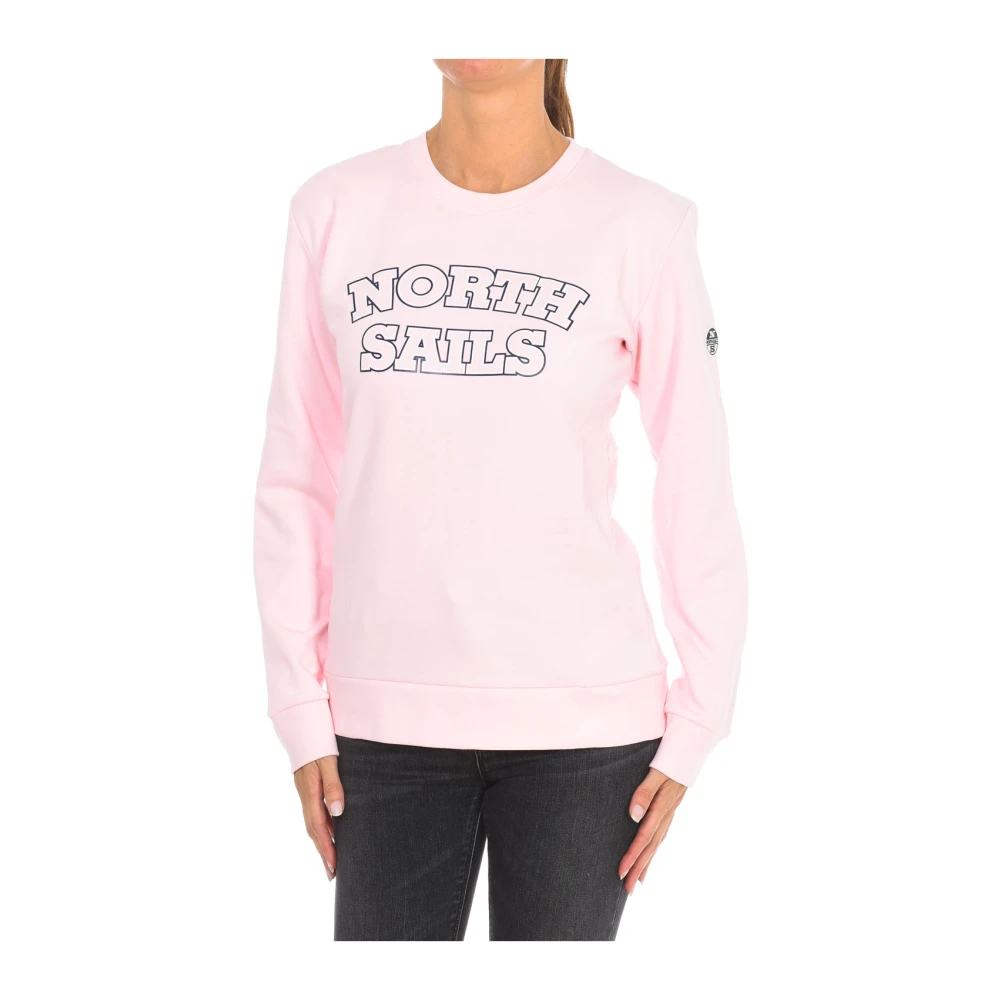 North Sails Women's Pink Sweatshirts, Xl, Ribbed Round Neck Sweatshirt