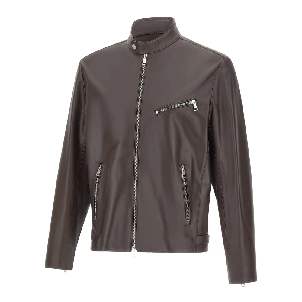 Tagliatore Men's Brown Leather Jackets, 2XL, Berry Jacket
