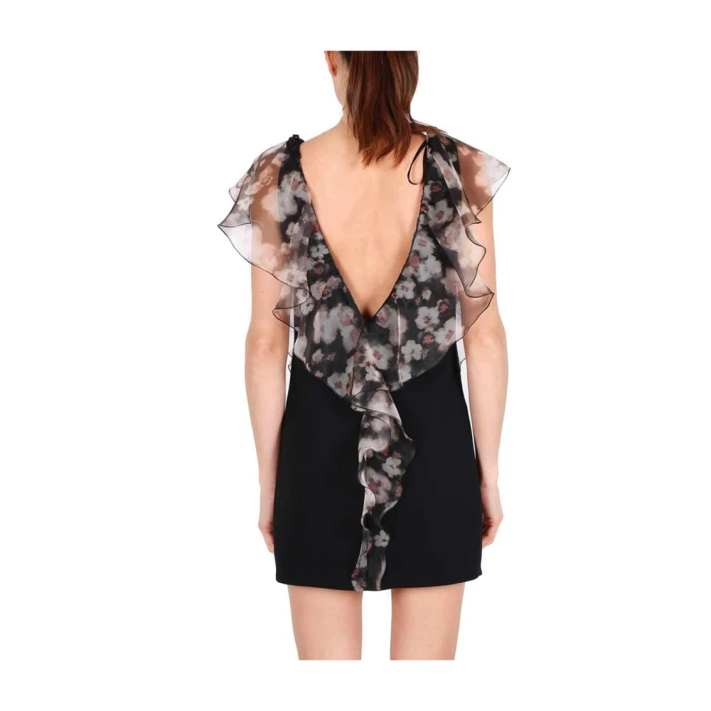 Elisabetta Franchi Zwarte Organza Ruche Korte Jurk Black Dames