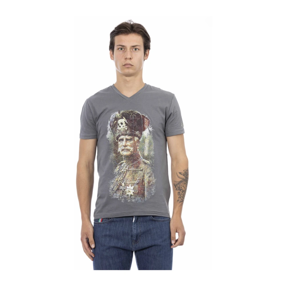 Trussardi Korte Mouw V-hals T-shirt Gray Heren