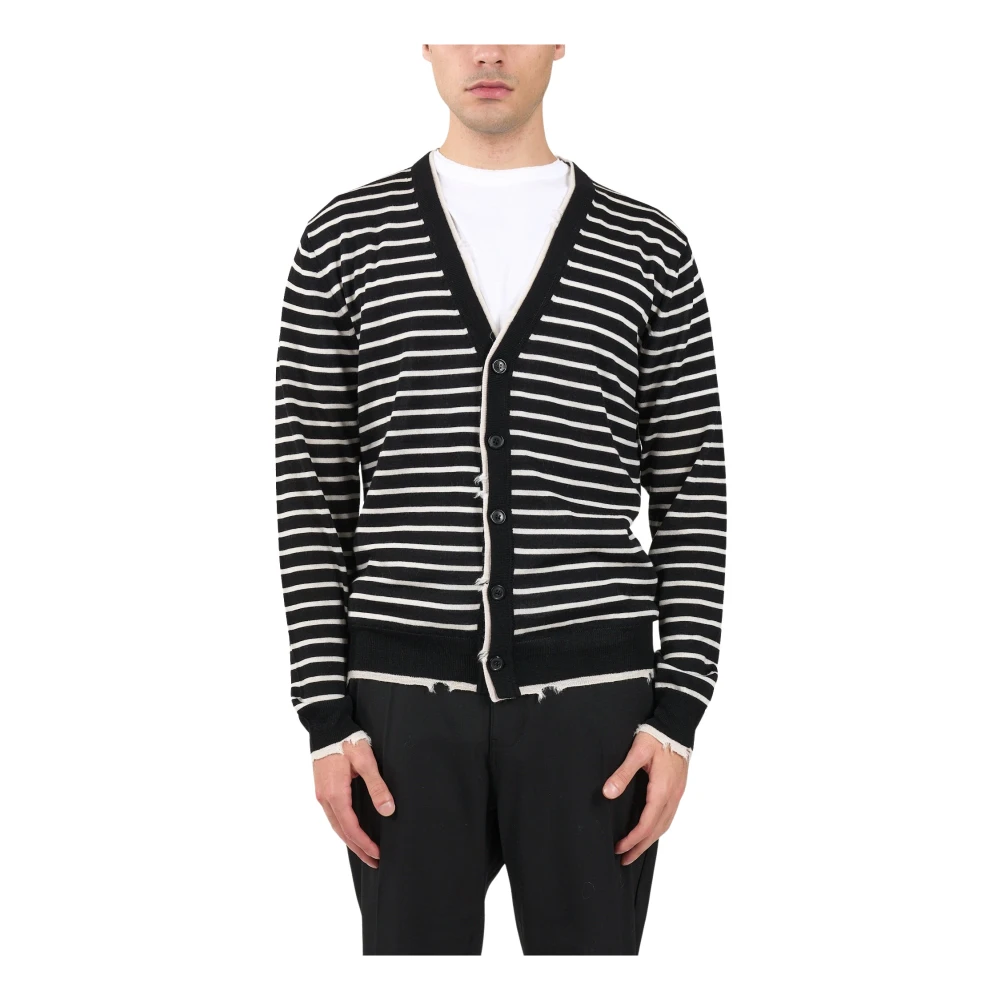 Mauro Grifoni Cardigan van zuivere wol met knoopsluiting Black Heren
