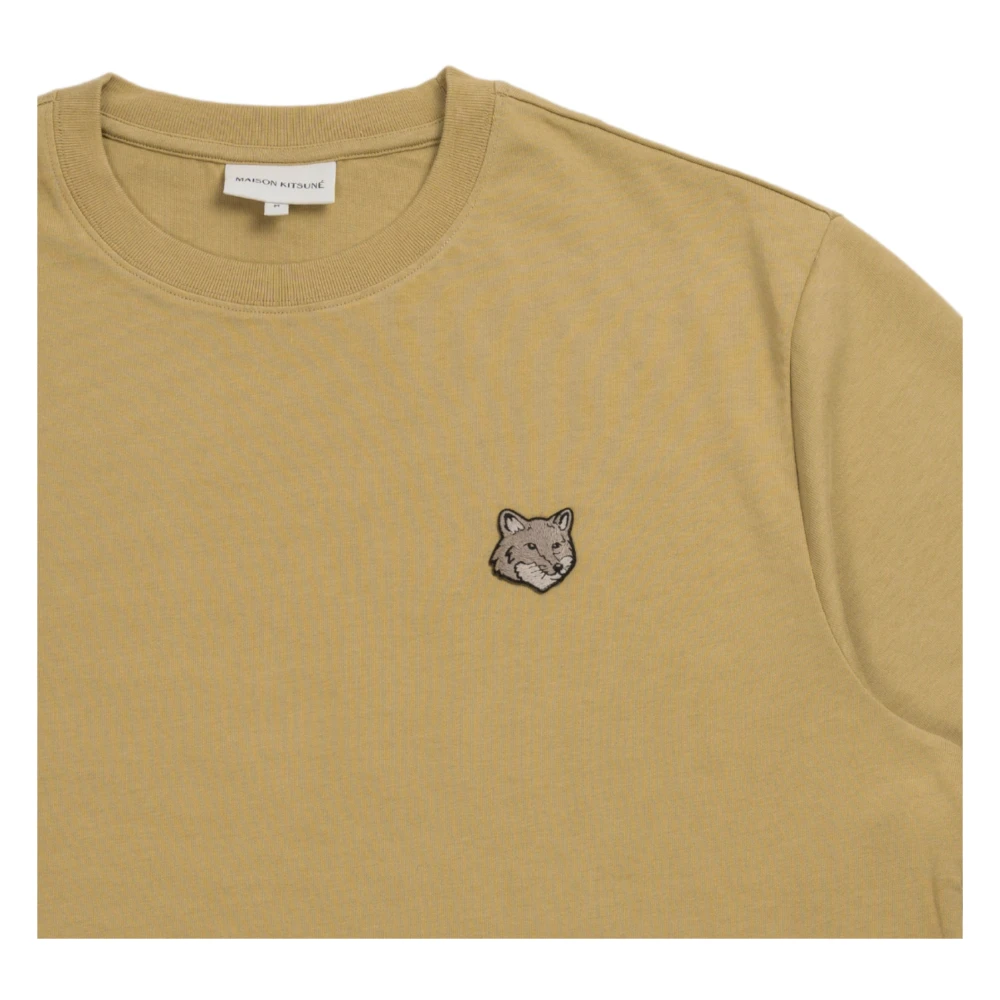 Maison Kitsuné Fox Head Oversize T-shirt met katoenen patch Green Heren