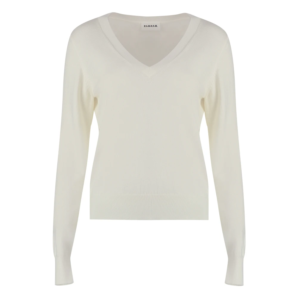 P.a.r.o.s.h. Geribbelde Wol Kasjmier Trui Beige Dames