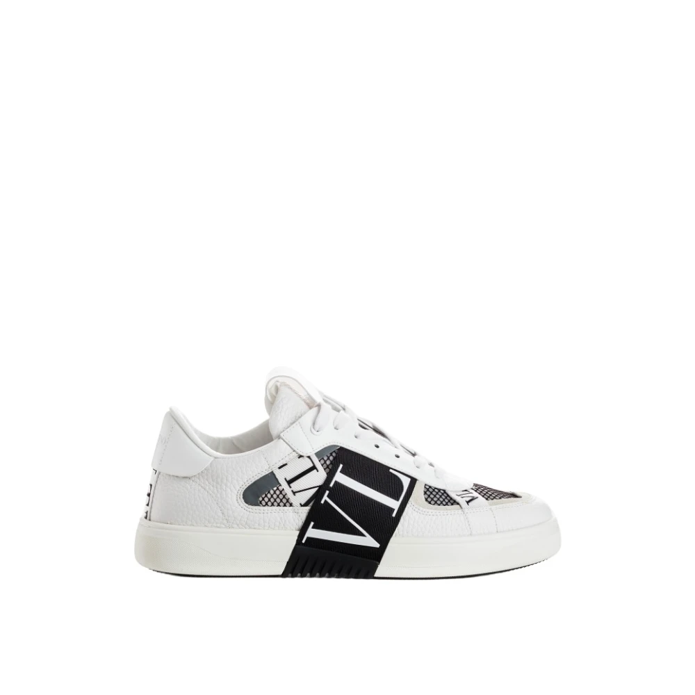 Valentino Witte Leren Vl7N Sneakers met Zwarte Logo Band White Heren