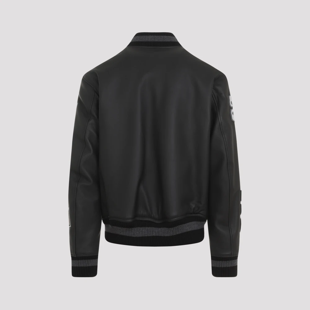 Off White Luxe Zwarte Leren Jas Black Heren
