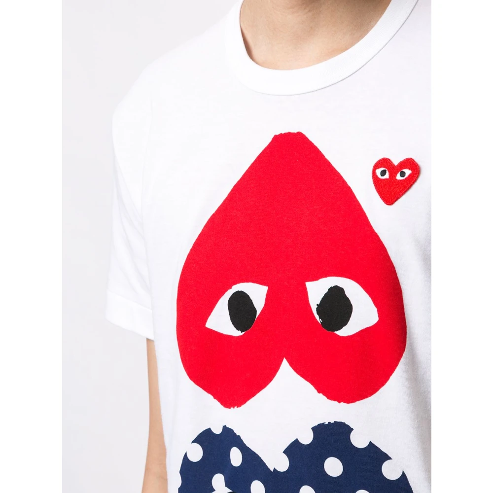 Comme des Garçons Play Polka Dot Heart T-Shirt Japan Made White Heren