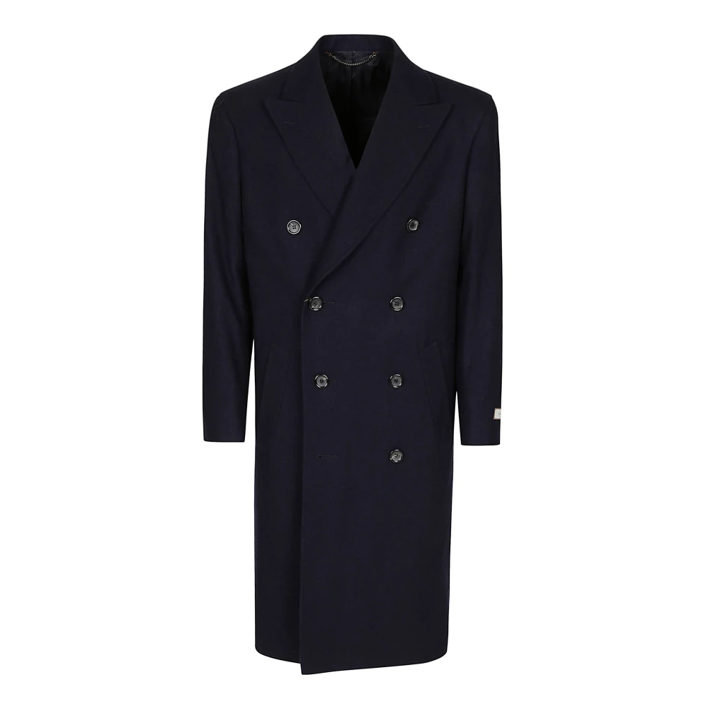 Canali Luxe Wollen Jas Onberispelijk Detail Blue Heren