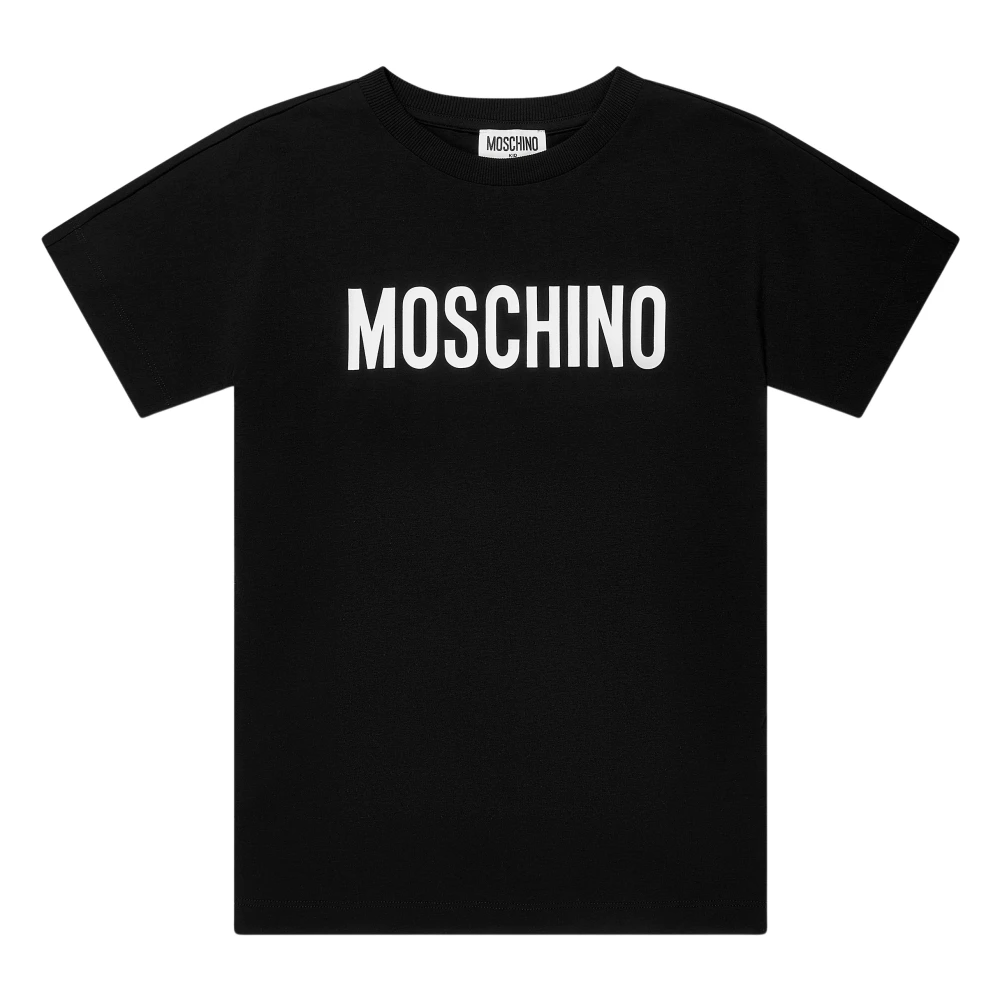 Moschino Boys Black Kids Short Sleeve T-Shirts, 10 Y, Girls Logo T-Shirt Dress In