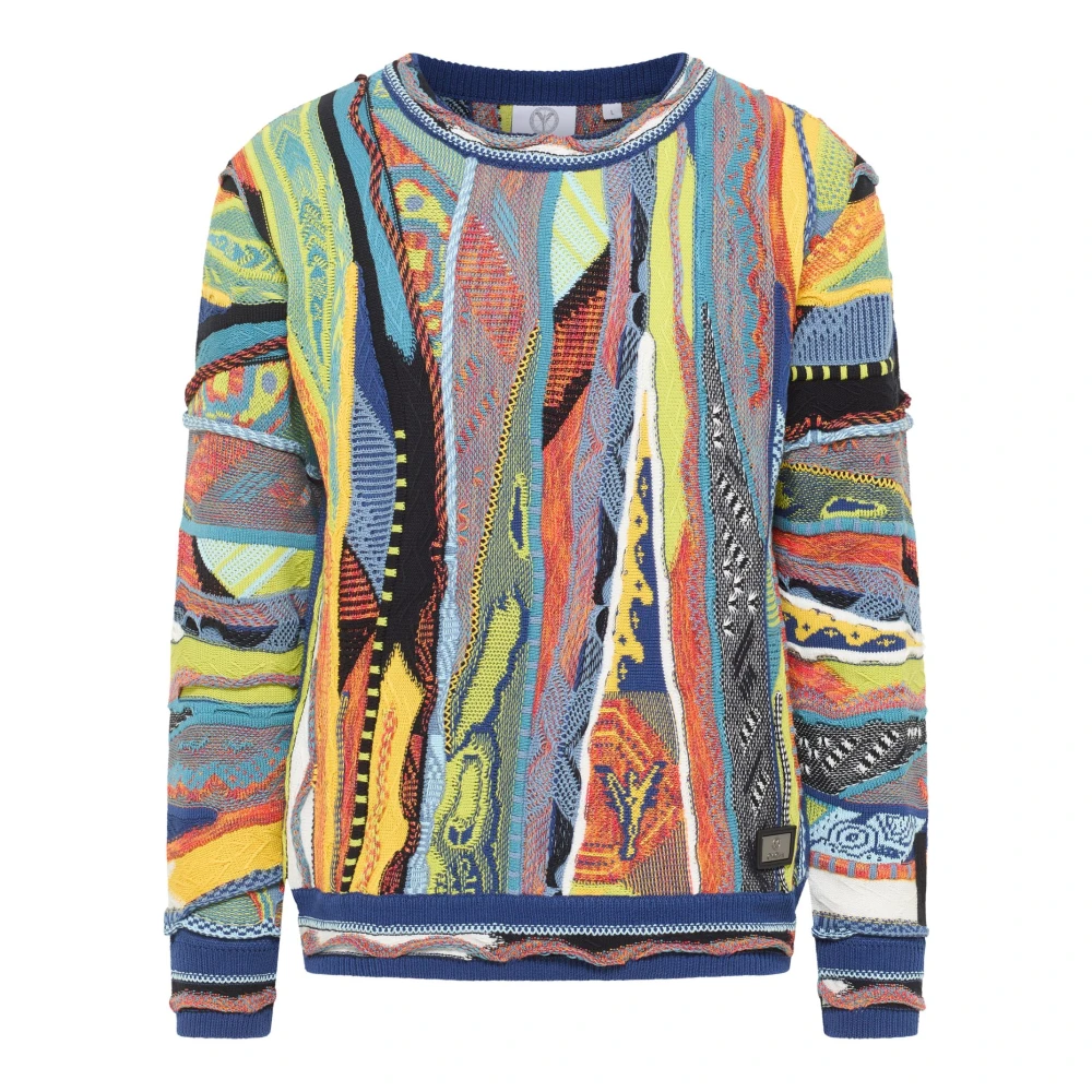 Carlo Colucci Men's Colorful Geometric Knit Sweater