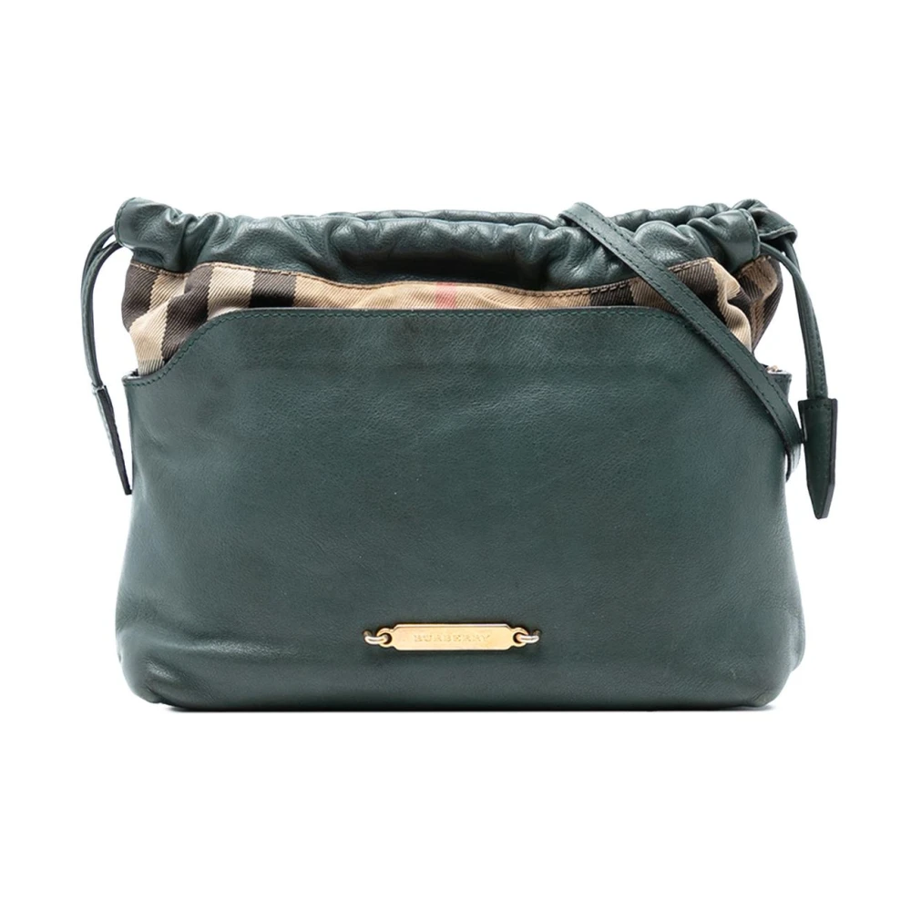Burberry Vintage Women's Green Pre-Owned Leather Shoulder Bag