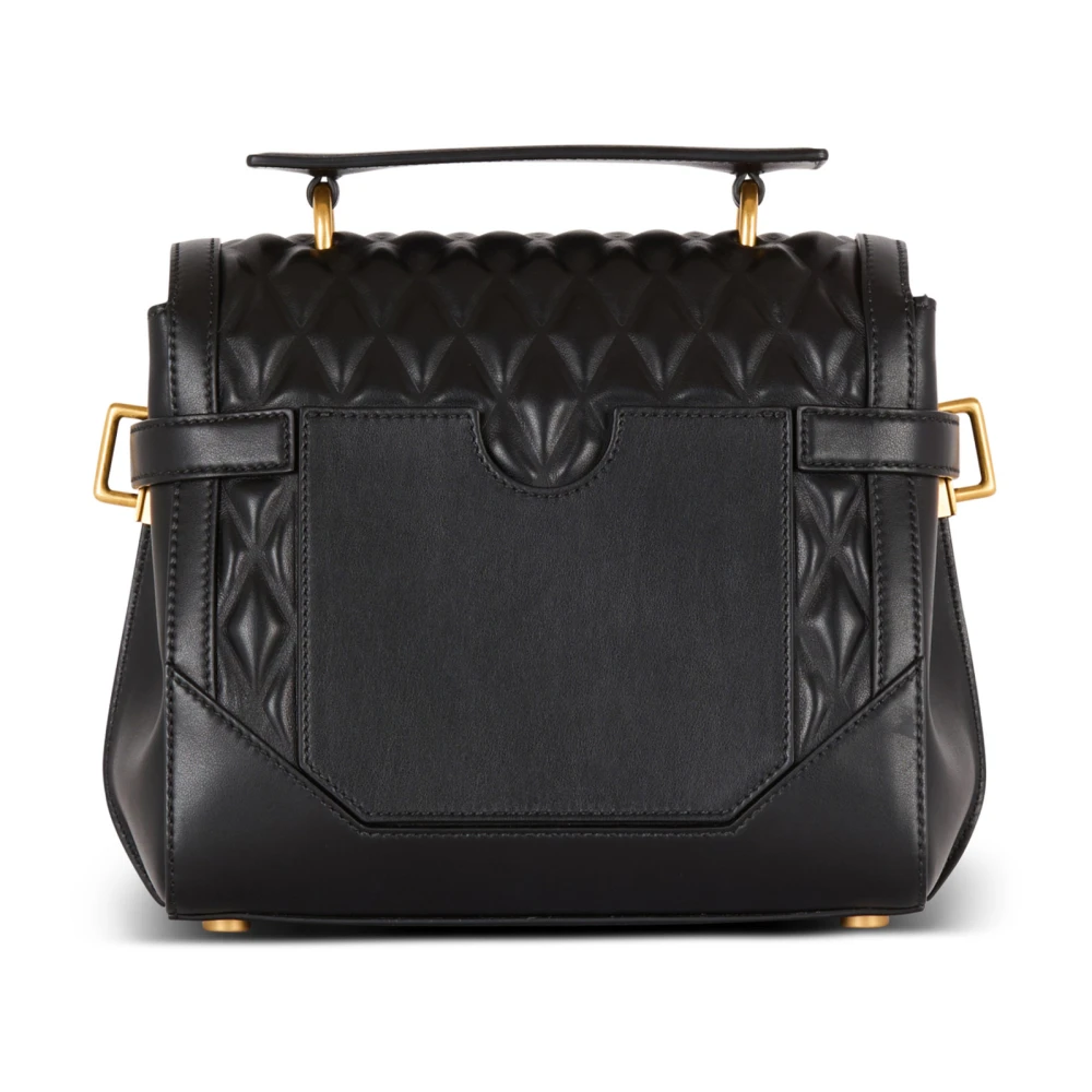 Balmain B-Buzz 23 tas in diamantgestikt kalfsleer Black Dames