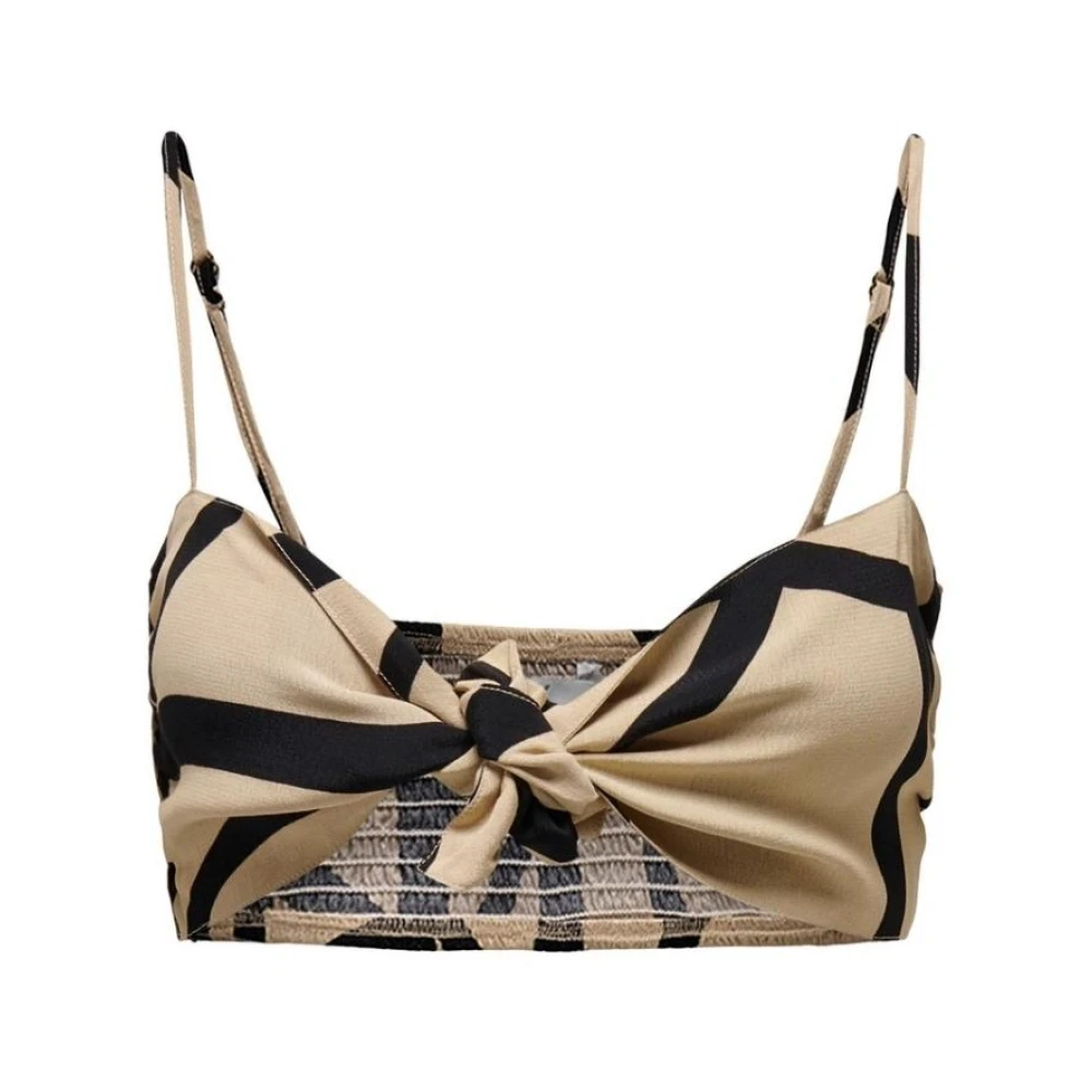 Only Women's Gray Sleeveless V-Neck Top With Print