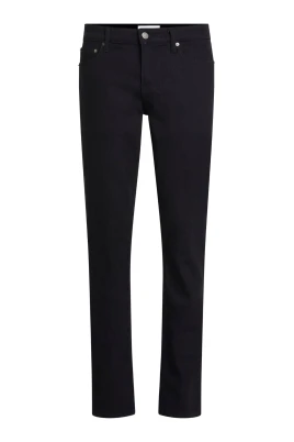Svarta Slim Fit Herr Jeans med Fem Fickor