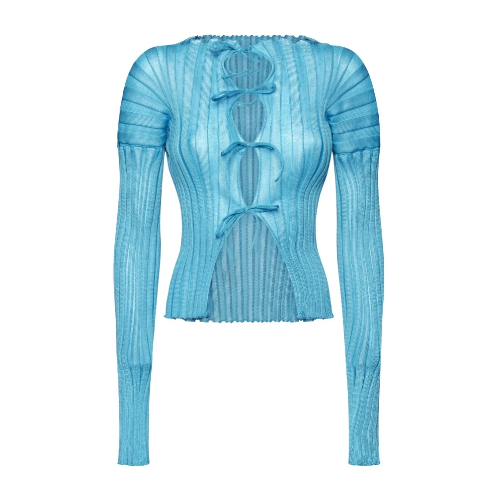 A. Roege Hove Women's Blue Lace Cardigan Jumper - Cardigans - M - Knitwear