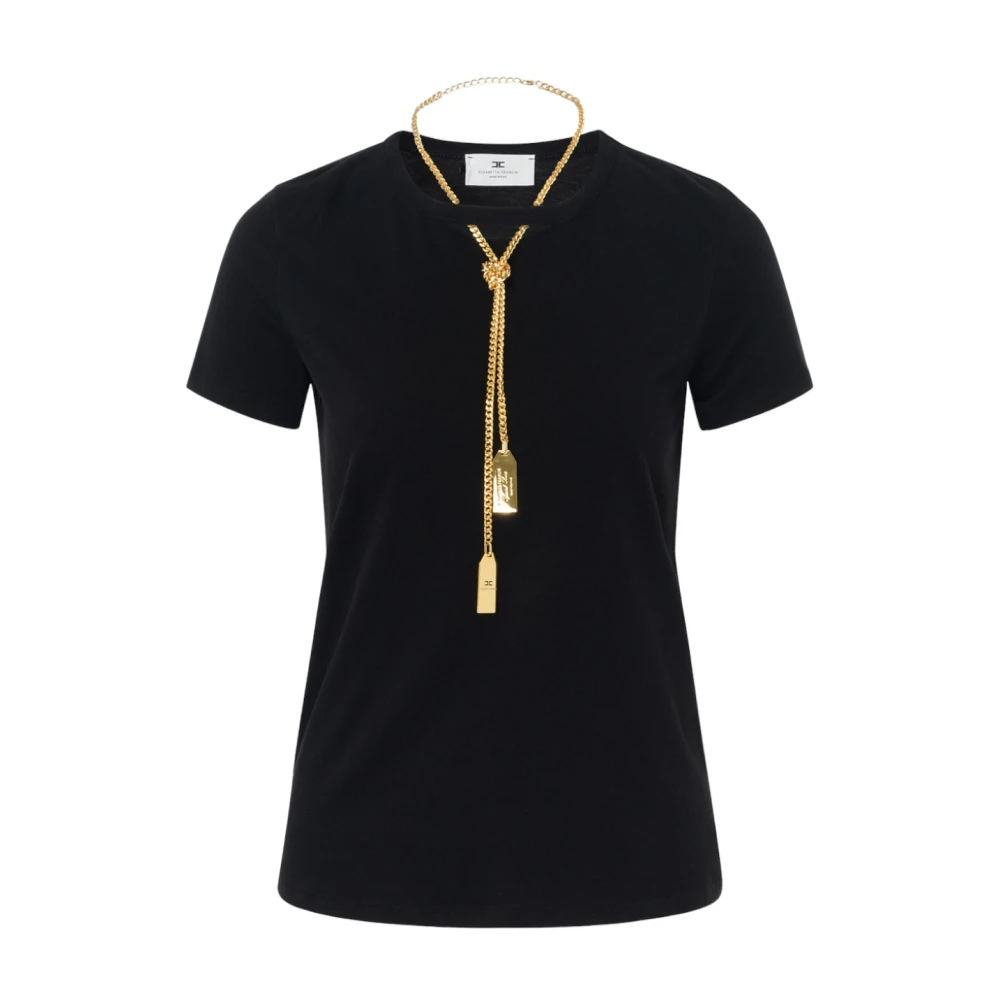 Elisabetta Franchi Casual Katoenen T-Shirt voor Vrouwen Black Dames
