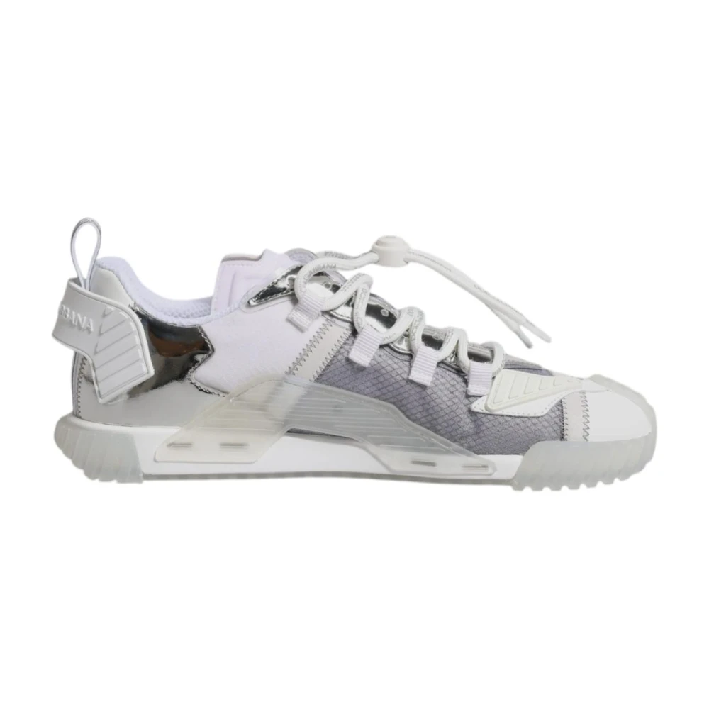 Dolce & Gabbana Men's White Sneakers, 10 Uk, Silver Portofino Trainers Ns1 Low Top