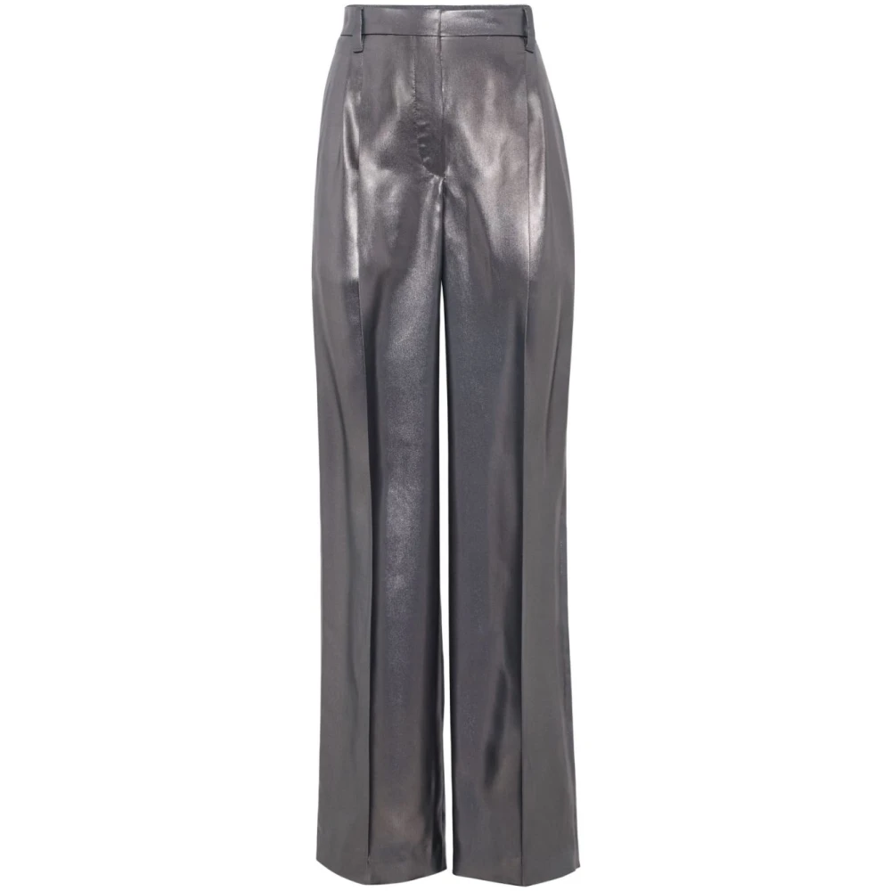 BRUNELLO CUCINELLI Zijden Lamé Effect Overhemd met Plooien Gray Dames