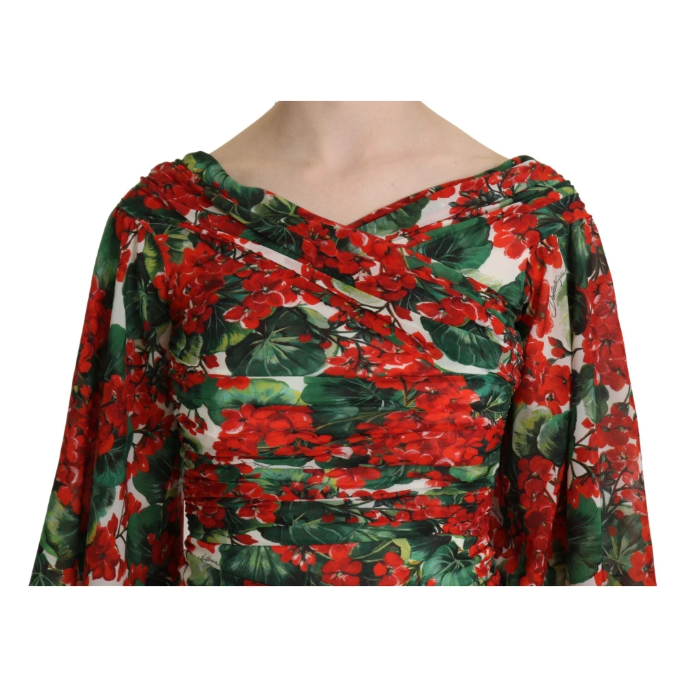 Dolce & Gabbana Bloemrijk Midi Jurk met Multicolor Patroon Multicolor Dames