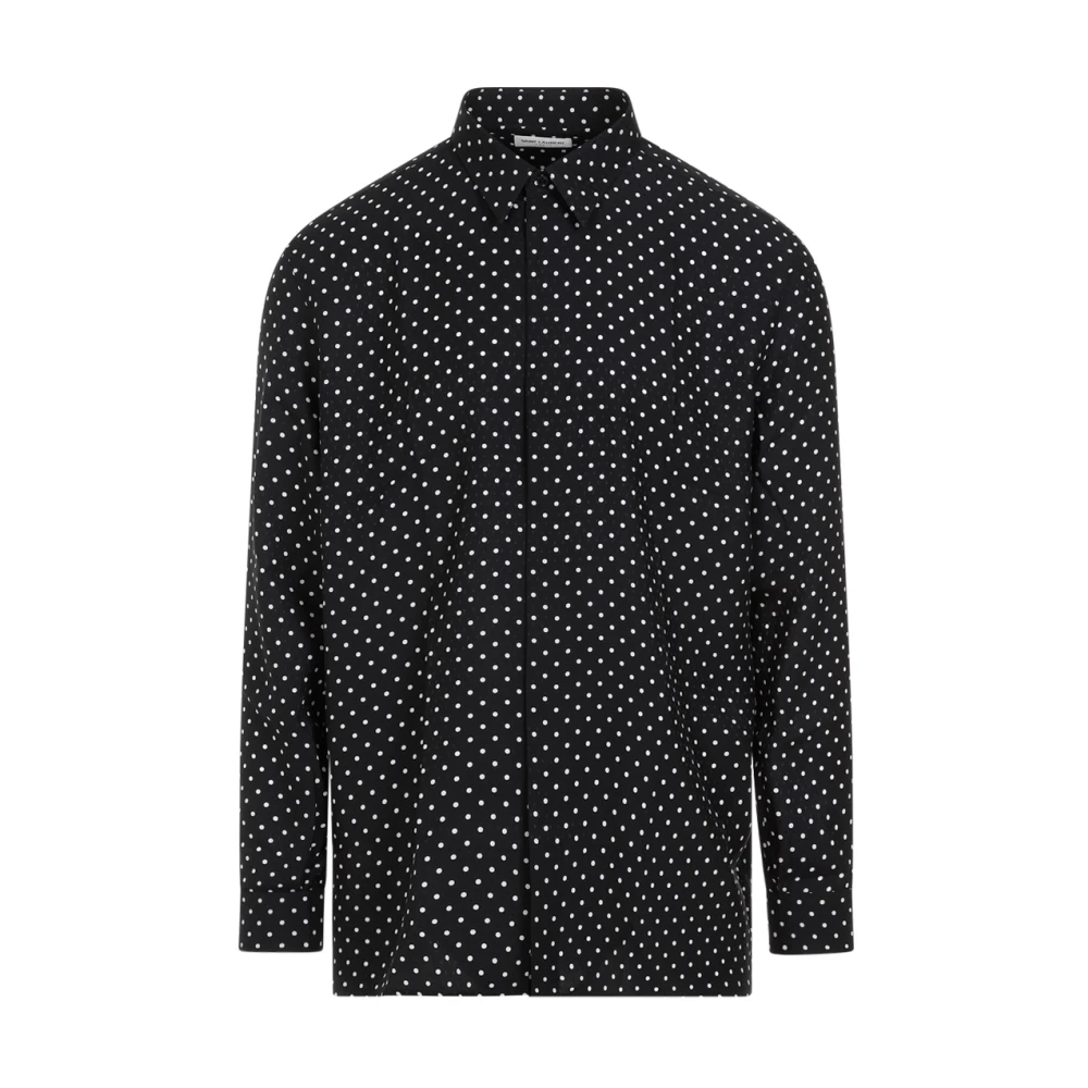 Saint Laurent Zijden Shirt in Noir Craie Multicolor Heren