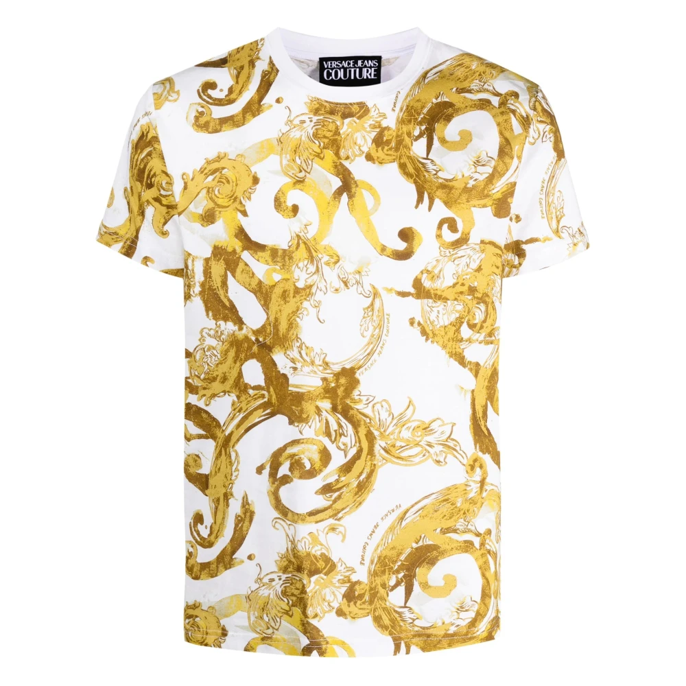 Versace Jeans Couture Barokprint Wit Katoenen T-shirt Multicolor Heren