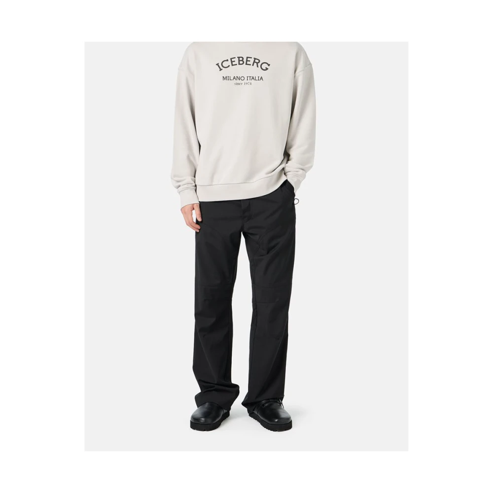 Iceberg Sweatshirt met ronde hals en logo Gray Heren