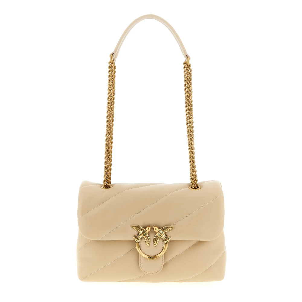 Pinko , Shoulder Bags, Female, Beige, One Size, Classic Love Puff Crossbody Bag