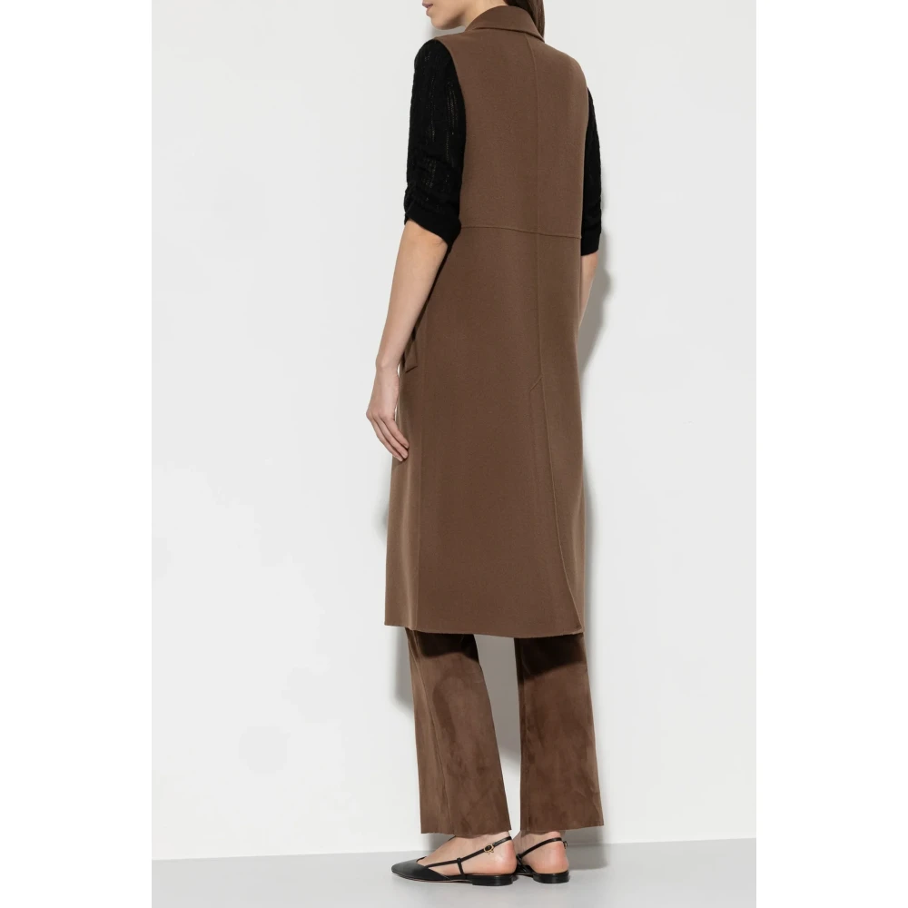 LUISA CERANO Bruine Wollen Blend Lang Vest Brown Dames