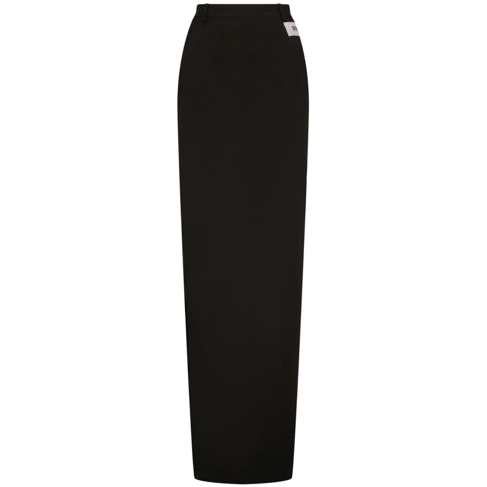 Dolce & Gabbana Svart Maxi Kjol med Unik Nummerlapp Black, Dam