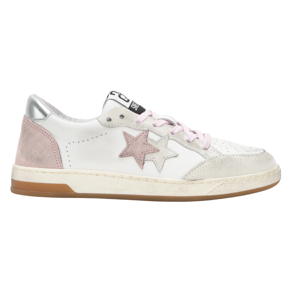 2Star Witte leren sneakers met suède en ijsdetails Dames Schoenen Veelkleurig Multicolor