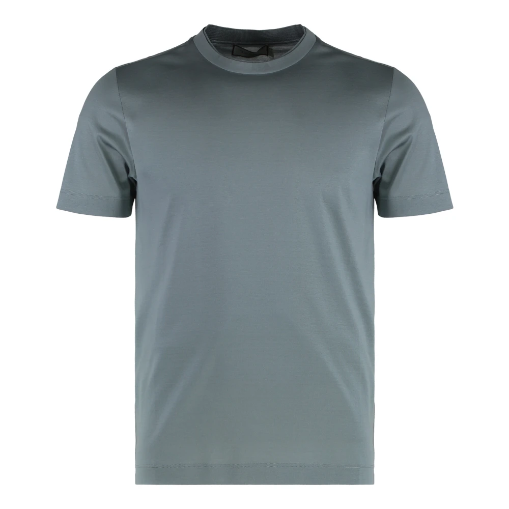 Canali Geribbelde ronde hals katoenen T-shirt Gray Heren