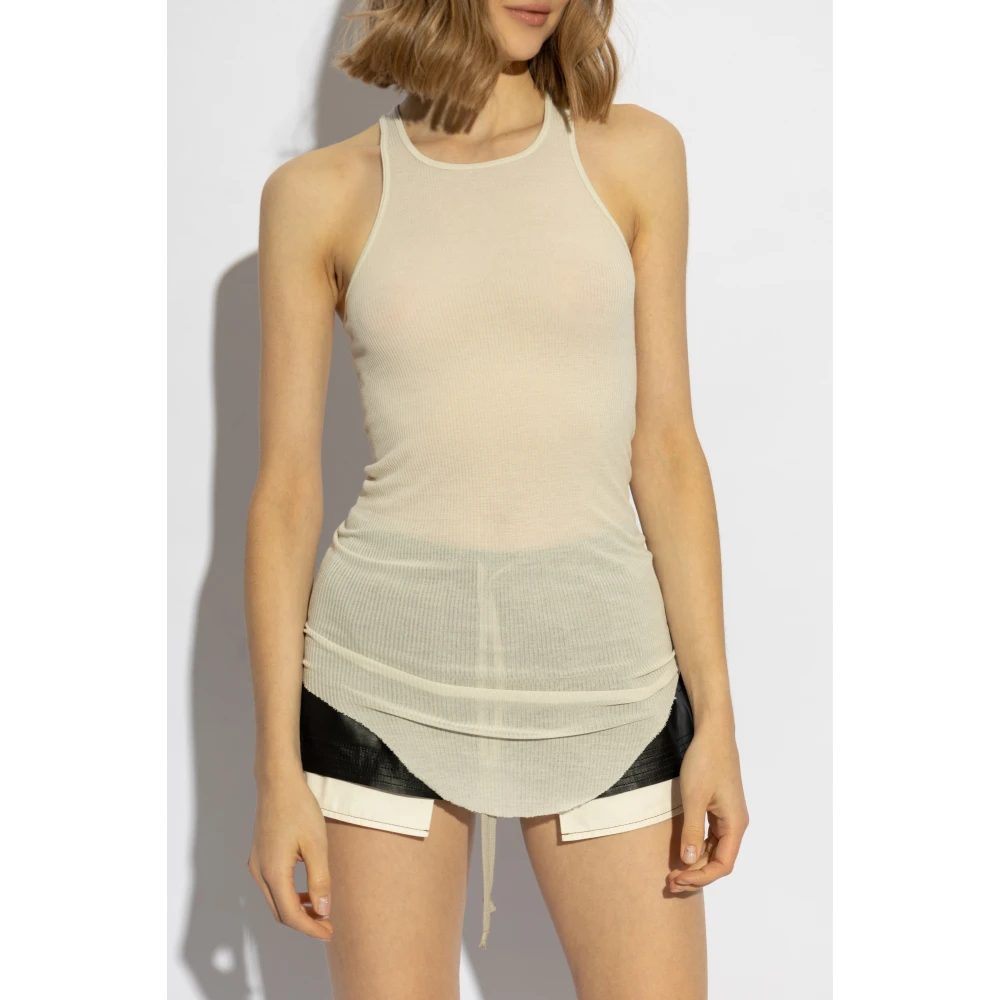 Rick Owens Top Bacic Rib White Dames