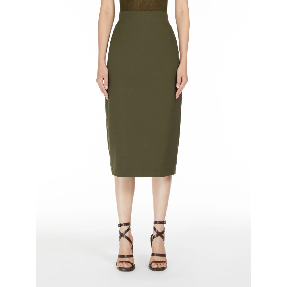 Max Mara Canvas Pencilrok met Achtersplit Green Dames