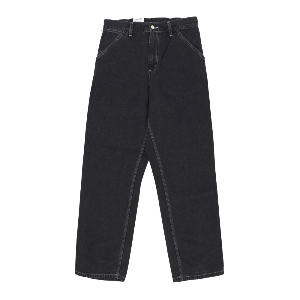 Carhartt Wip Svart Stone Washed Enkel Jeans Black, Herr