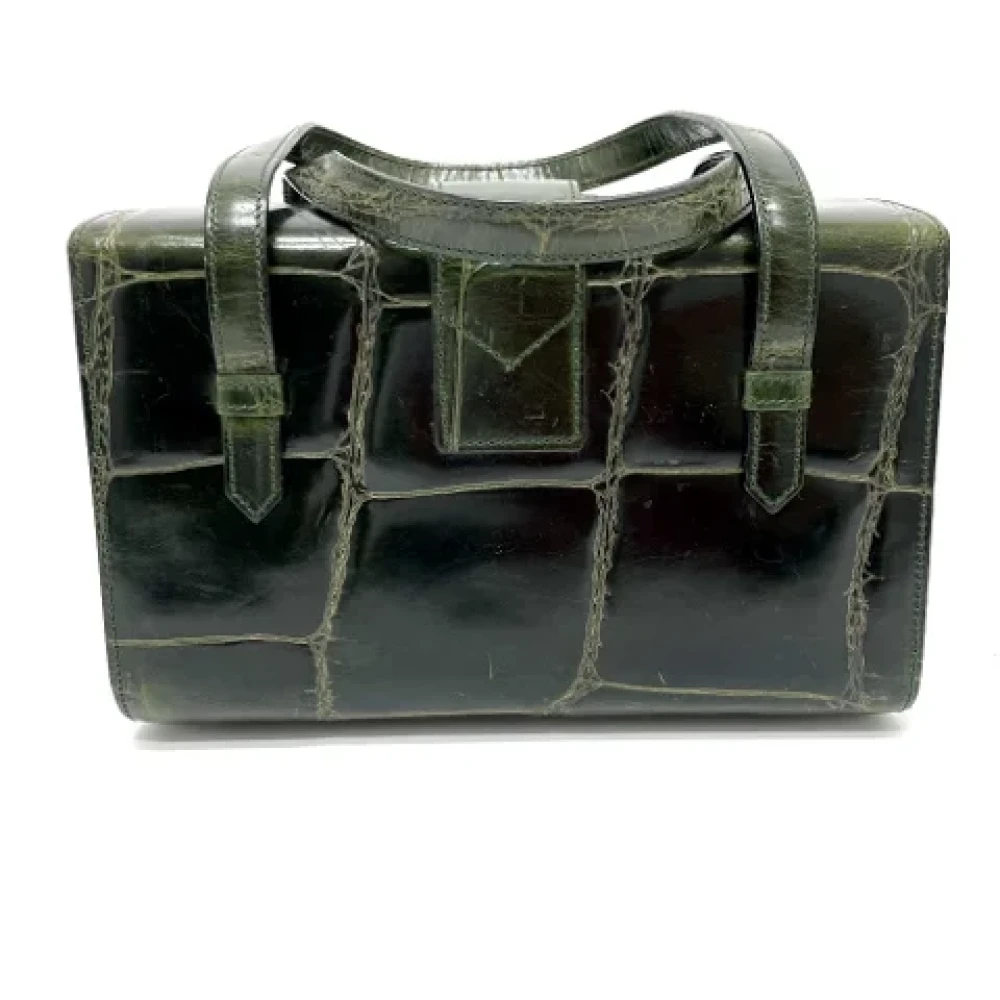 Celine Vintage Pre-owned Leather handbags Green Dames