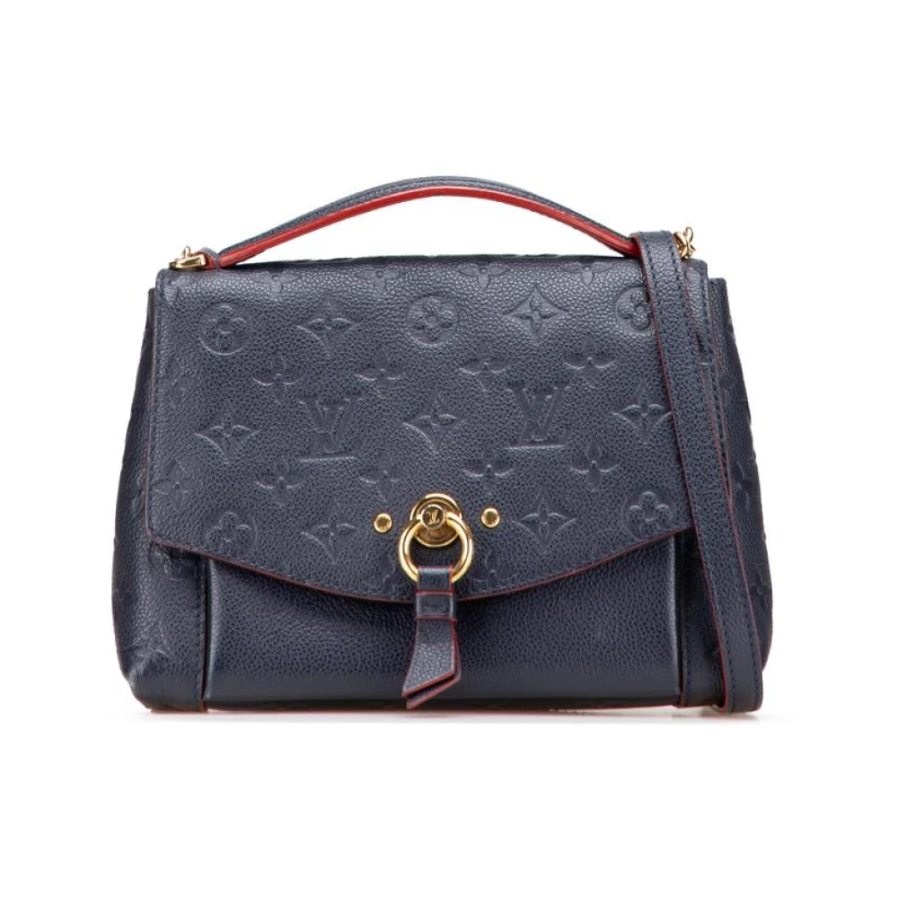 Louis Vuitton Vintage Damen Blau Gebrauchte Elegante Leder-Handtasche Mit Verstellbarem Riemen