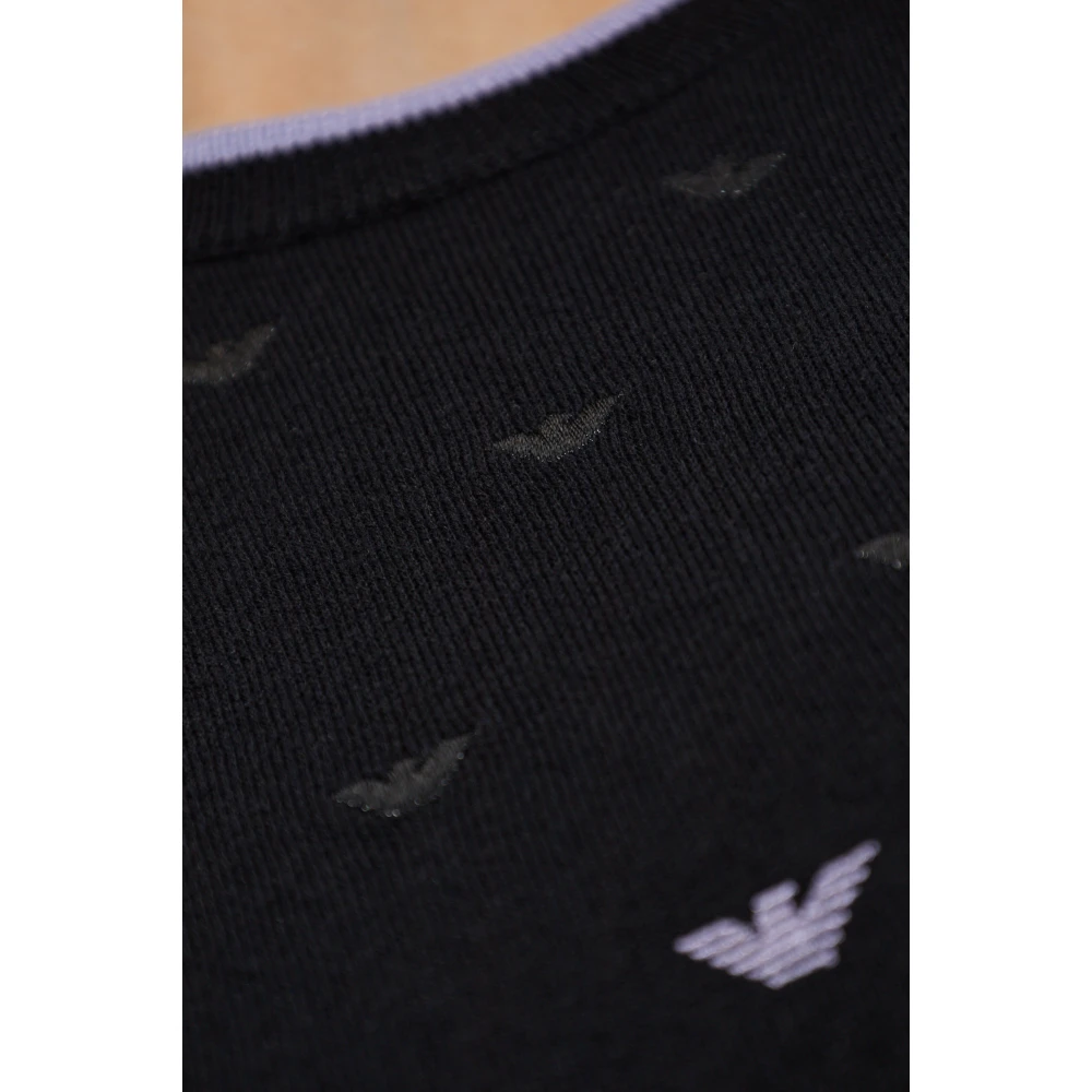 Emporio Armani Top met Monogram Black Dames