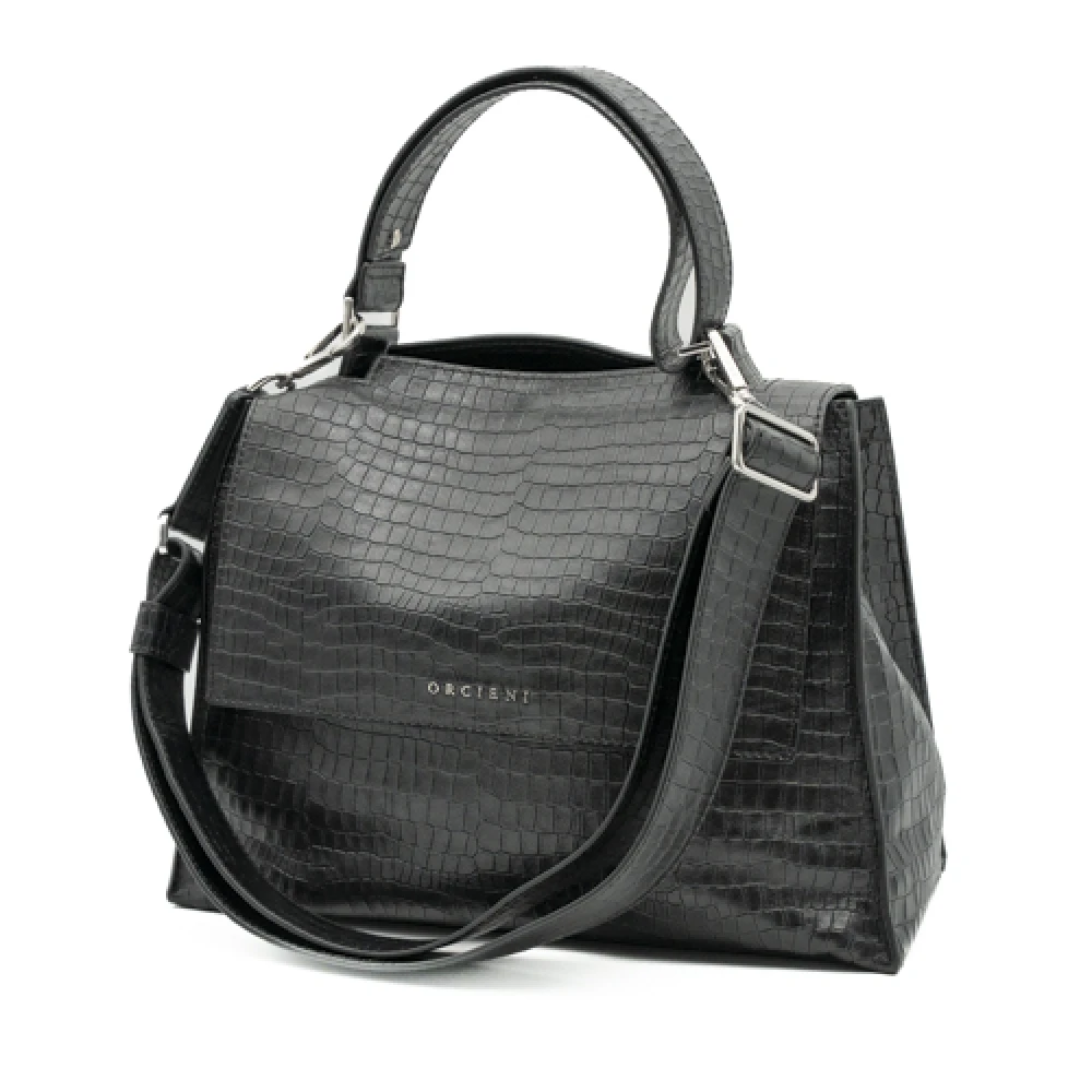 Orciani Sveva Cocco Nappa Zwarte Leren Tas Black Dames