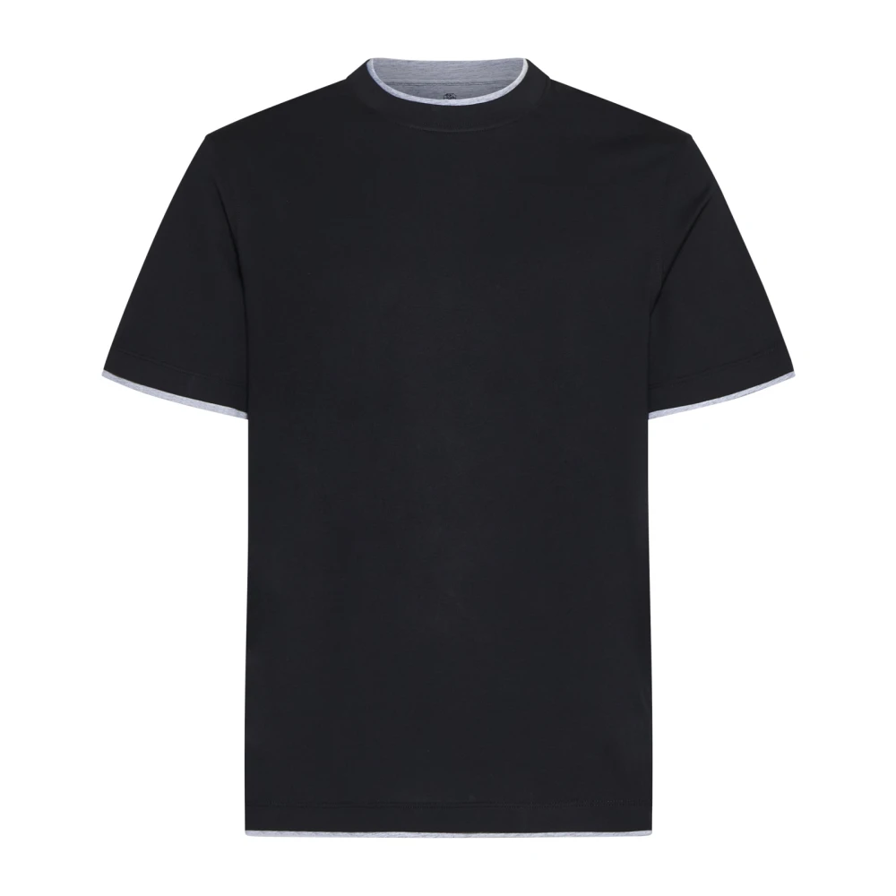 BRUNELLO CUCINELLI Zwart Katoen Crew Neck T-shirt Black Heren
