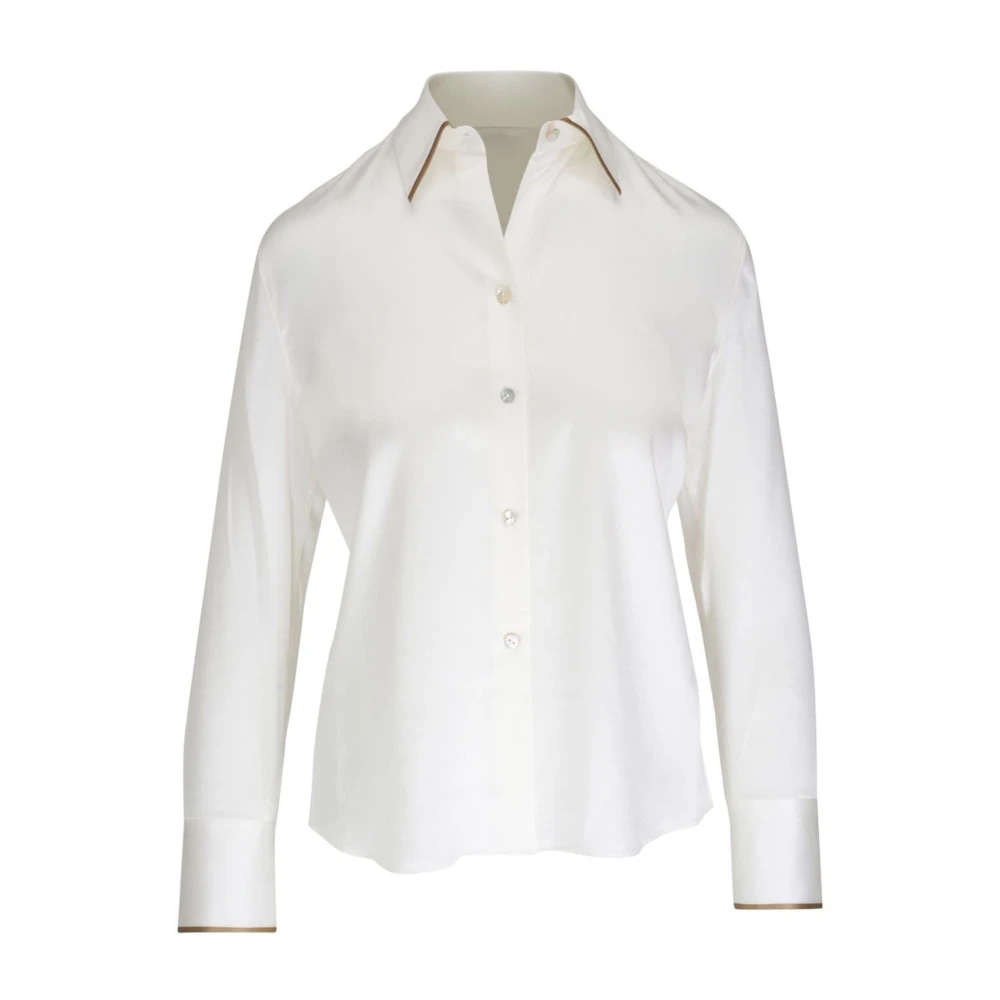 Vince Moderne Slim Blouse met Tippedetails White Dames