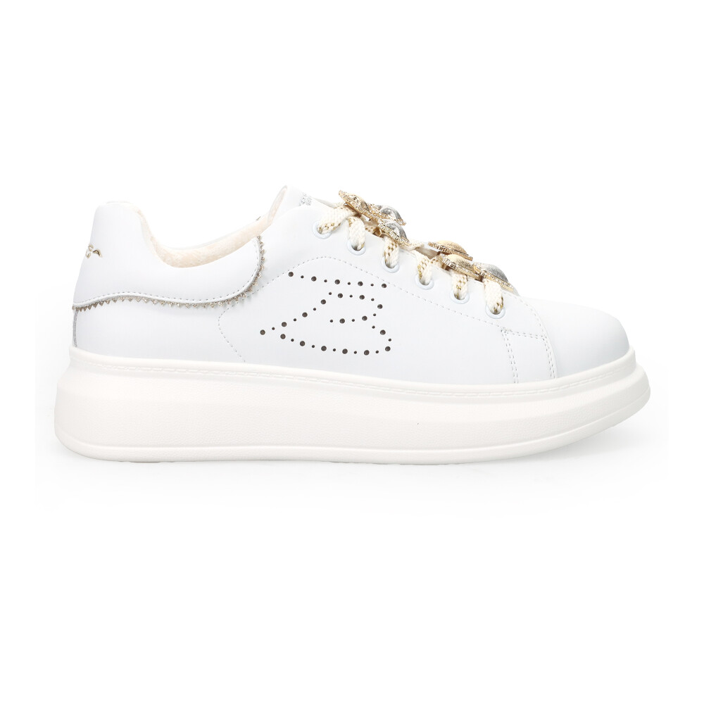 Witte sneakers met goud hot sale