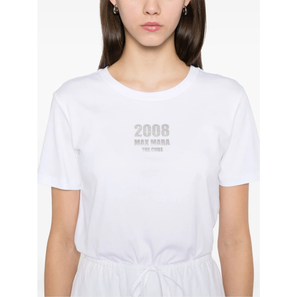 Max Mara Witte T-shirts en Polos met Logo Print White Dames