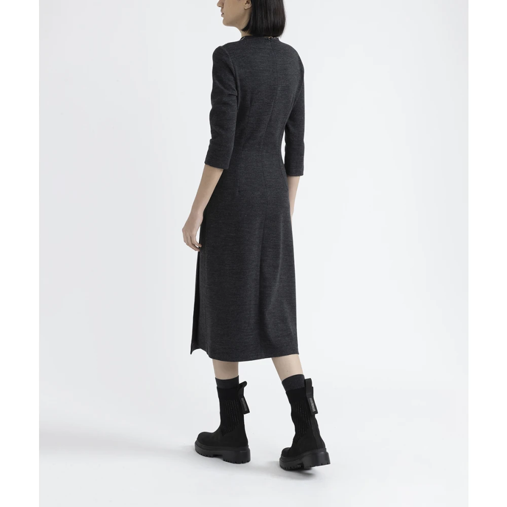 PESERICO Vloeibare wol-katoenen jersey midi jurk Gray Dames