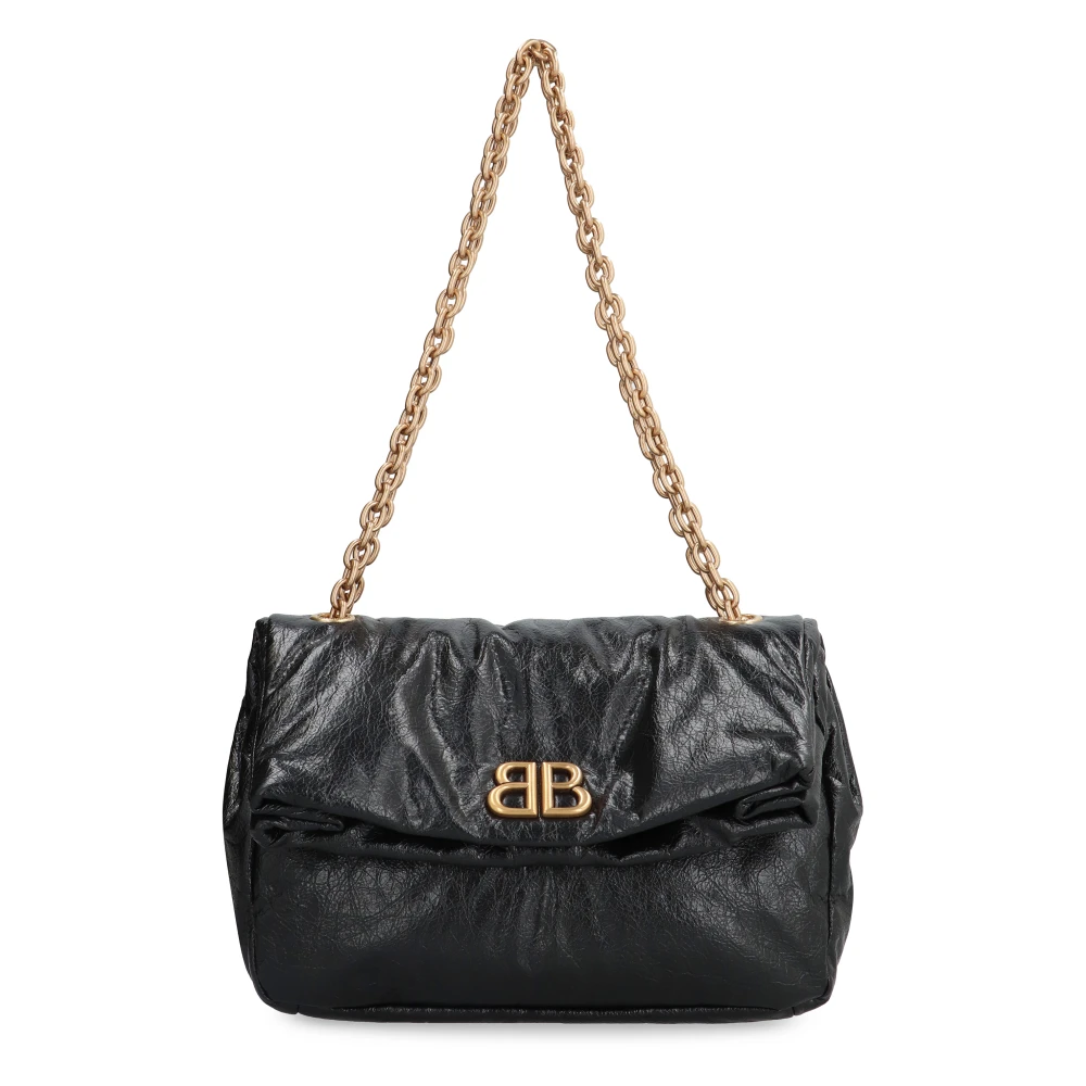 Balenciaga Leren schoudertas met kettingriem Black Dames