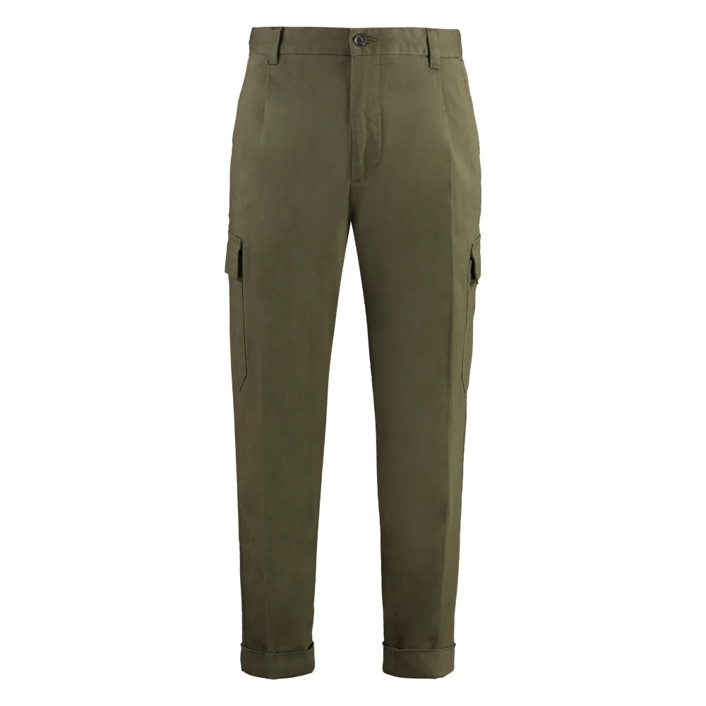Hugo Men's Green Cargo Trousers With Multiple Pockets