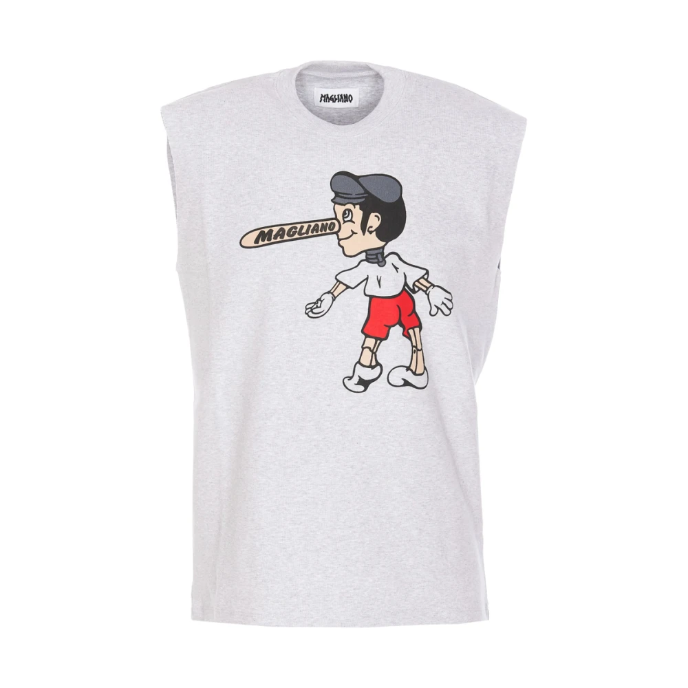 Magliano Grafische Print Mouwloos Crew Neck T-shirt Gray Heren