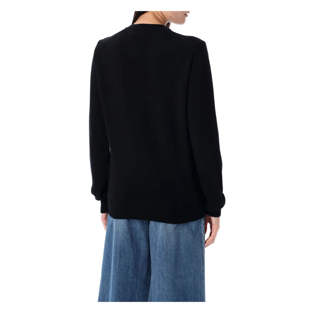 Comme des Garçons Zwarte Wol Hart Patch Vest Black Dames