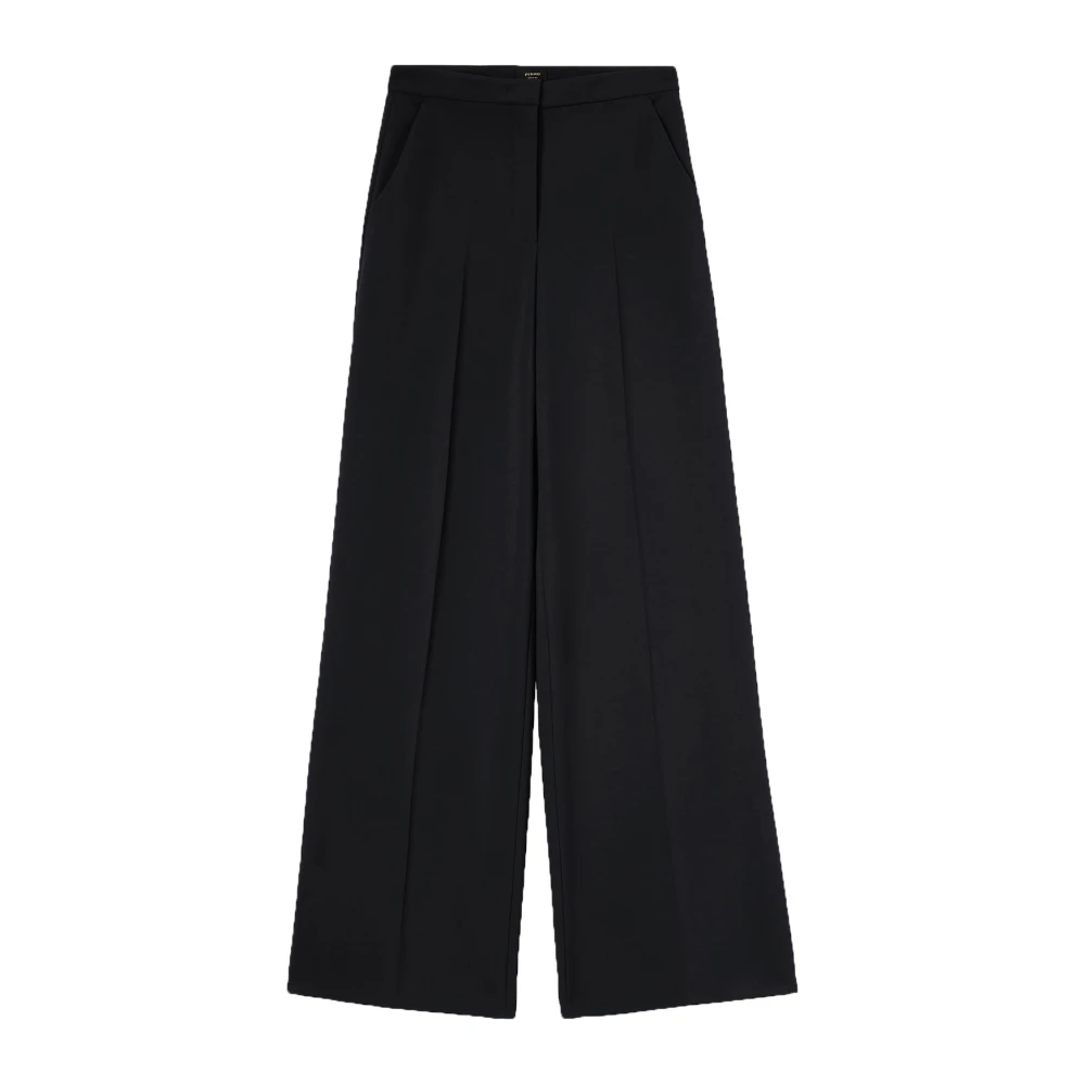 Pinko Elegante Palazzo Broek in Stretch Crepe Black Dames